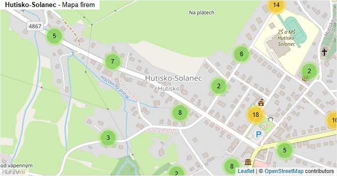 Hutisko-Solanec - mapa firem