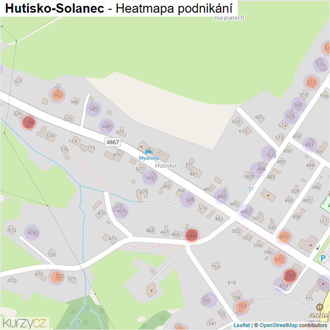 Mapa Hutisko-Solanec - Firmy v obci.