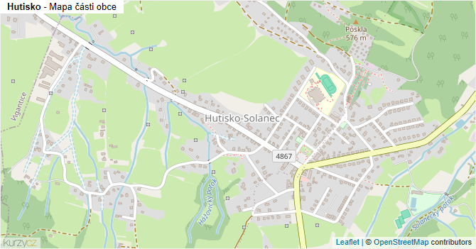 Hutisko - mapa části obce