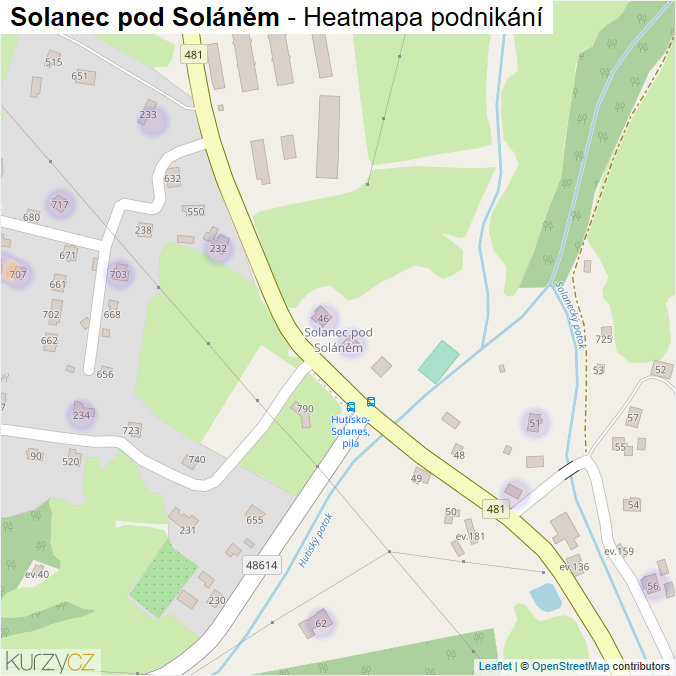 Mapa Solanec pod Soláněm - Firmy v části obce.