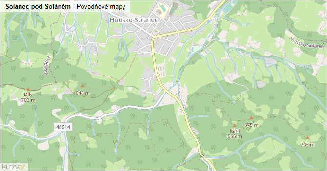 Solanec pod Soláněm - záplavové mapy stoleté vody