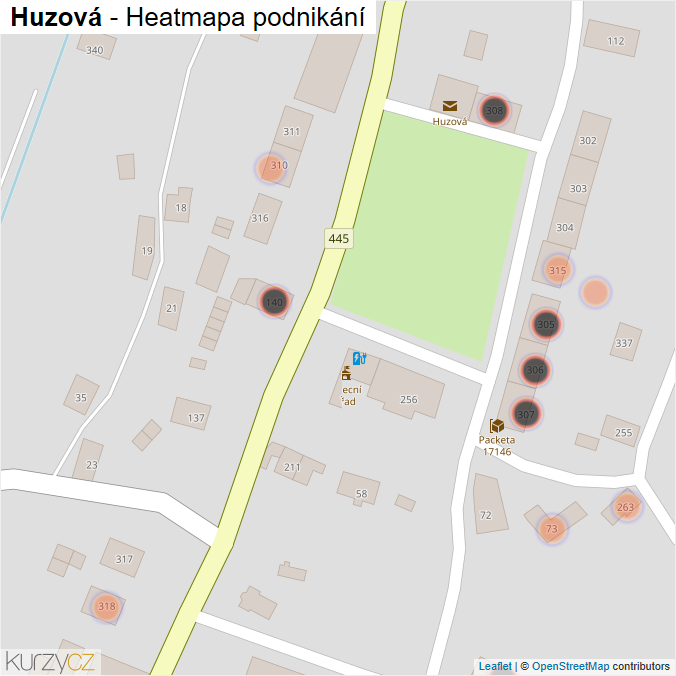 Mapa Huzová - Firmy v obci.