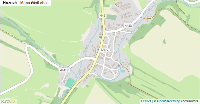 Huzová - mapa části obce