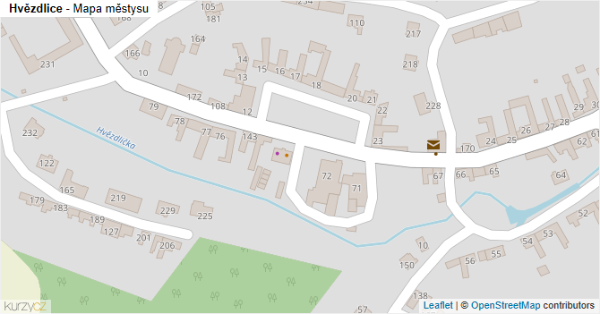 Hvězdlice - mapa městysu