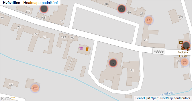 Hvězdlice - mapa podnikání