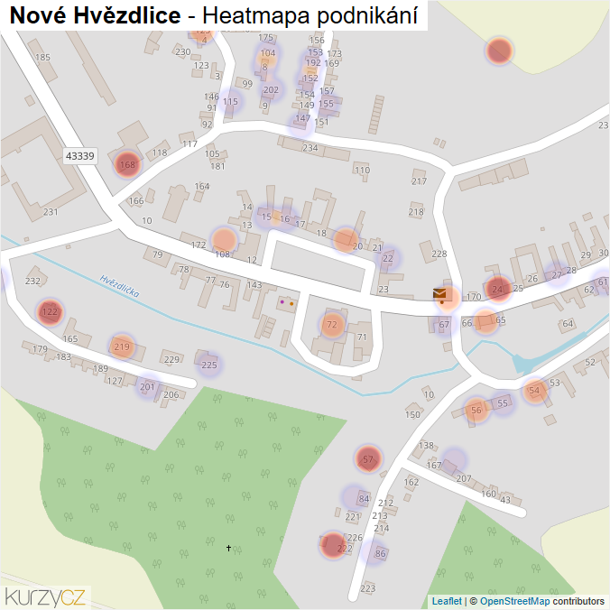 Mapa Nové Hvězdlice - Firmy v části obce.