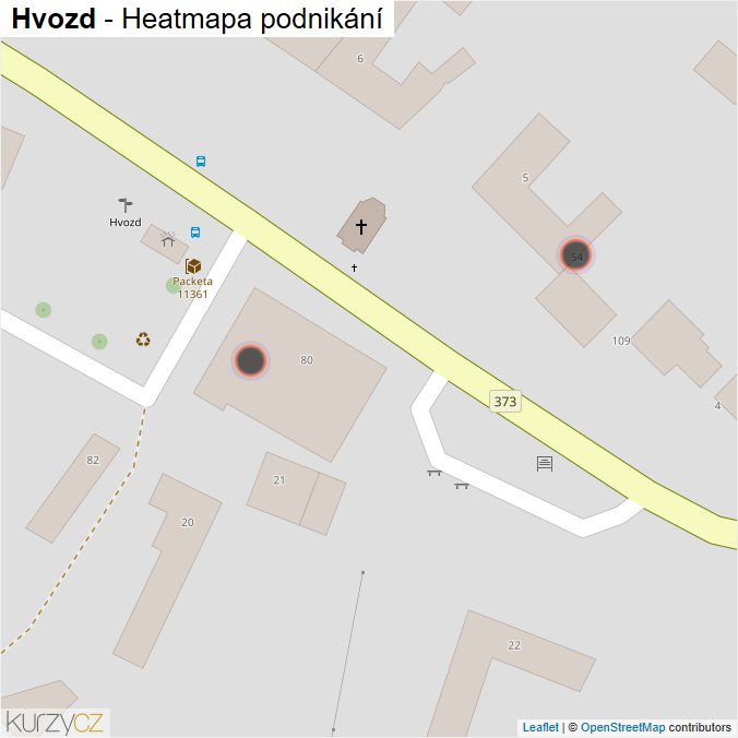 Mapa Hvozd - Firmy v obci.