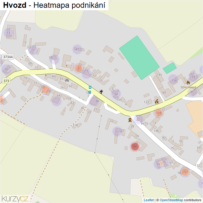 Mapa Hvozd - Firmy v části obce.