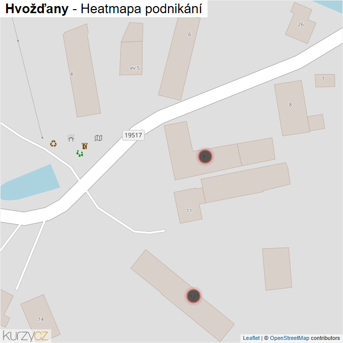 Mapa Hvožďany - Firmy v obci.