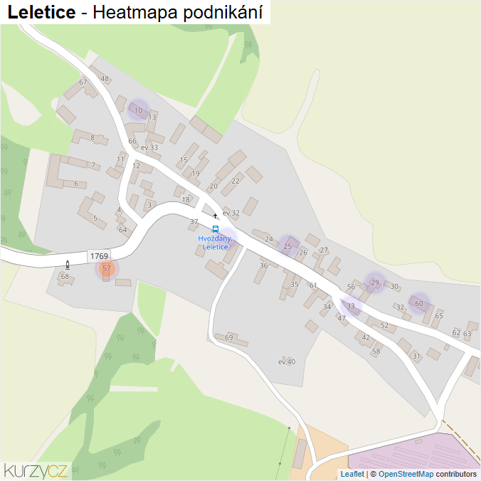 Mapa Leletice - Firmy v části obce.