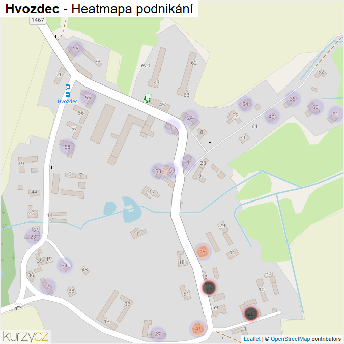 Mapa Hvozdec - Firmy v části obce.