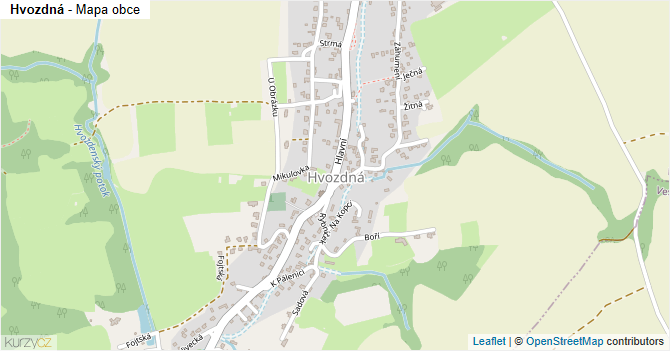 Hvozdná - mapa obce