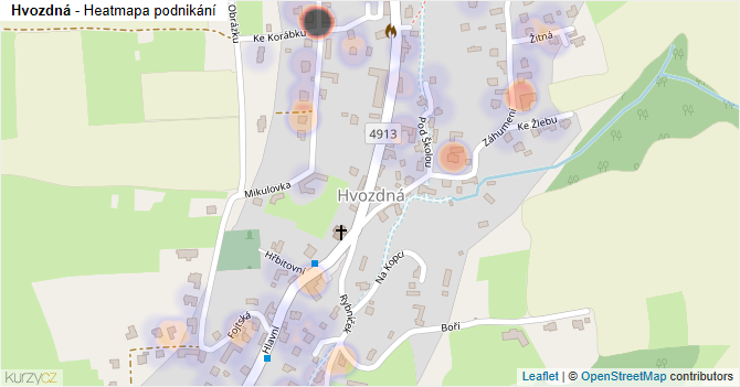 Hvozdná - mapa podnikání