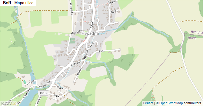 Boří - mapa ulice