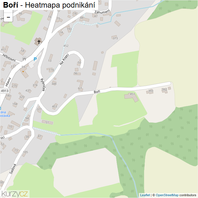 Mapa Boří - Firmy v ulici.