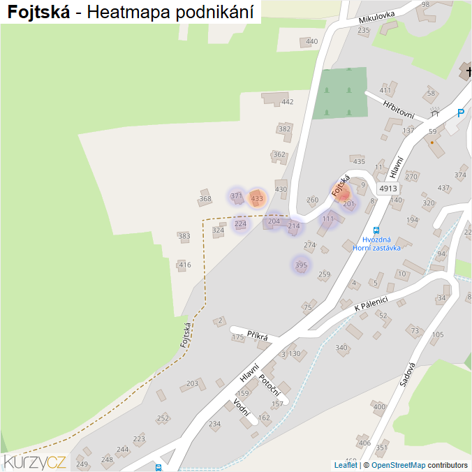 Mapa Fojtská - Firmy v ulici.