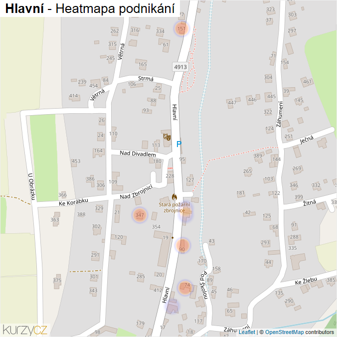 Mapa Hlavní - Firmy v ulici.