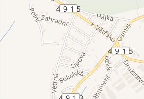 Jabloňová v obci Hvozdná - mapa ulice