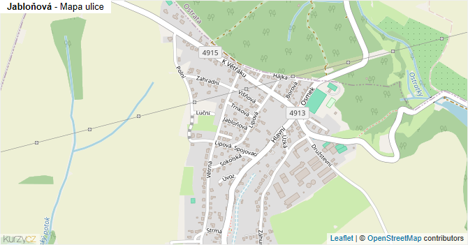 Jabloňová - mapa ulice