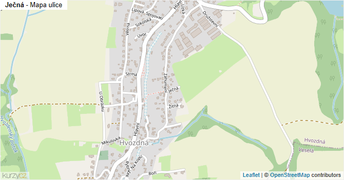 Ječná - mapa ulice