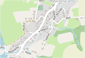 K Pálenici v obci Hvozdná - mapa ulice