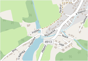 Myslivecká v obci Hvozdná - mapa ulice