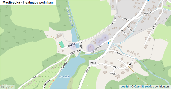 Myslivecká - mapa podnikání