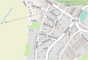 Ořechová v obci Hvozdná - mapa ulice