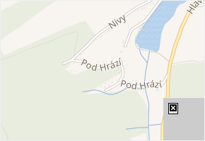 Pod Hrází v obci Hvozdná - mapa ulice