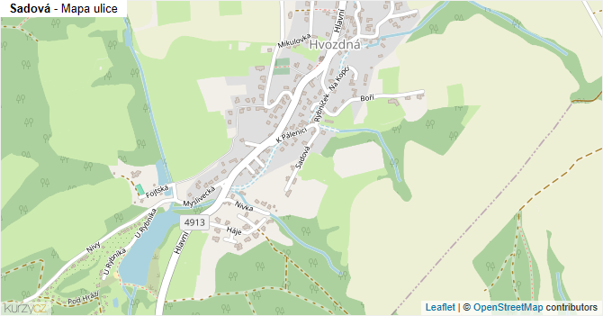 Sadová - mapa ulice
