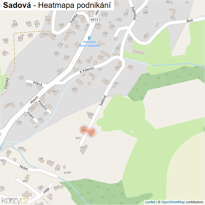Mapa Sadová - Firmy v ulici.