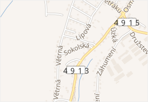Sokolská v obci Hvozdná - mapa ulice