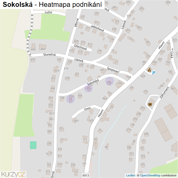 Mapa Sokolská - Firmy v ulici.