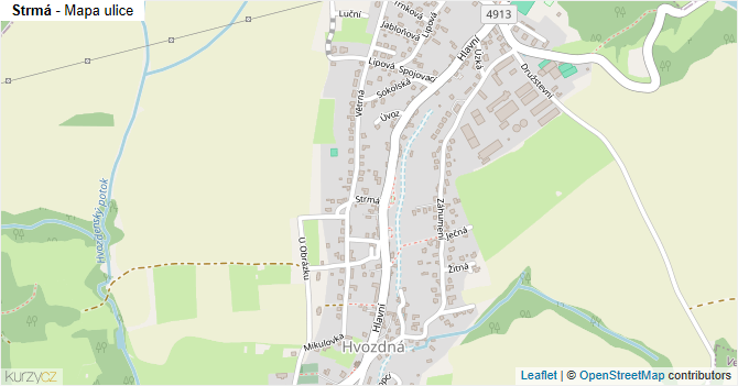 Strmá - mapa ulice