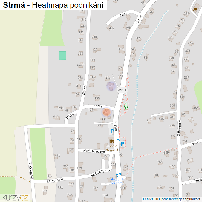 Mapa Strmá - Firmy v ulici.