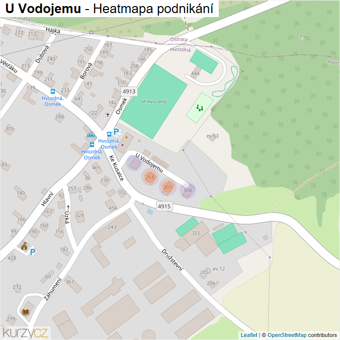 Mapa U Vodojemu - Firmy v ulici.