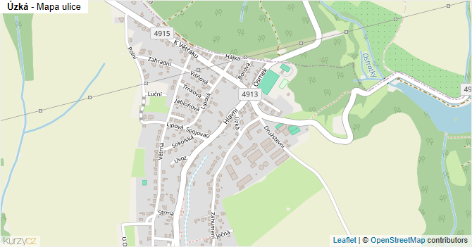 Úzká - mapa ulice