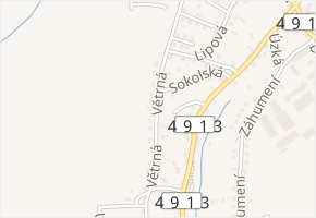 Větrná v obci Hvozdná - mapa ulice