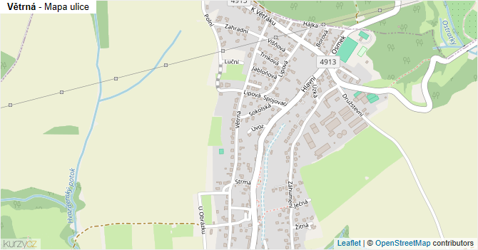 Větrná - mapa ulice