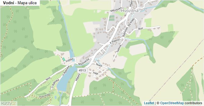Vodní - mapa ulice