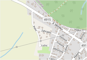 Zahradní v obci Hvozdná - mapa ulice