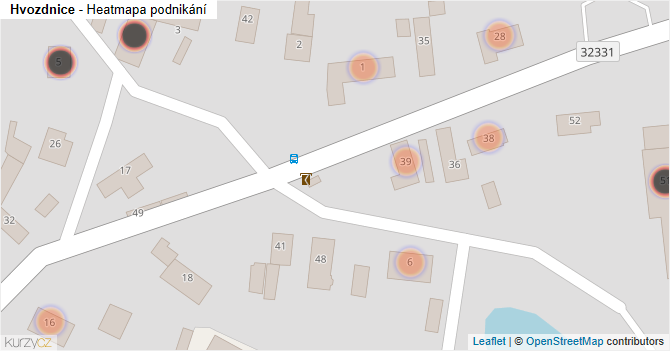 Hvozdnice - mapa podnikání
