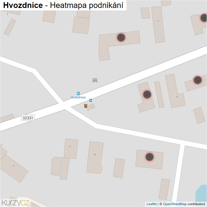 Mapa Hvozdnice - Firmy v obci.