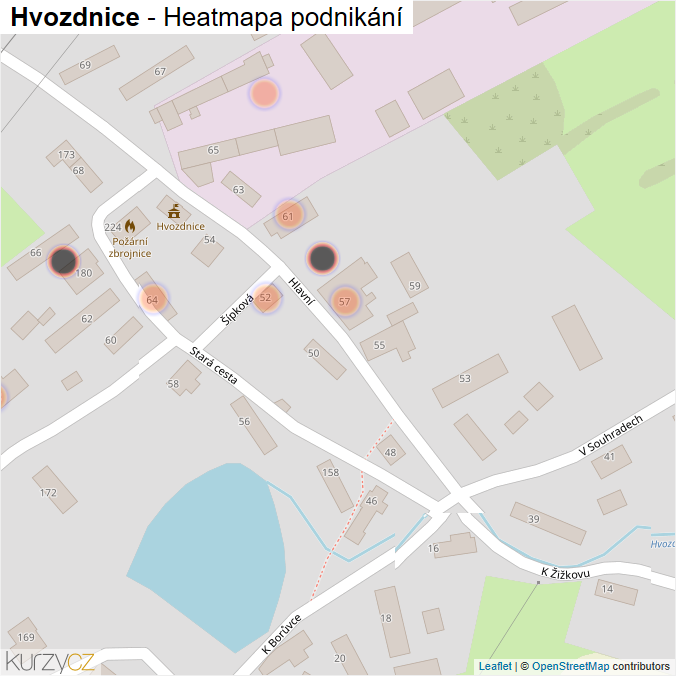 Mapa Hvozdnice - Firmy v obci.