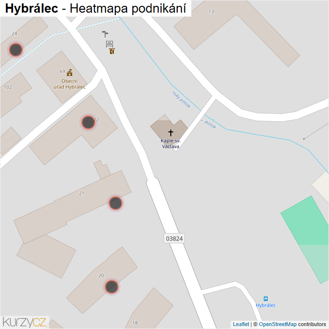 Mapa Hybrálec - Firmy v obci.