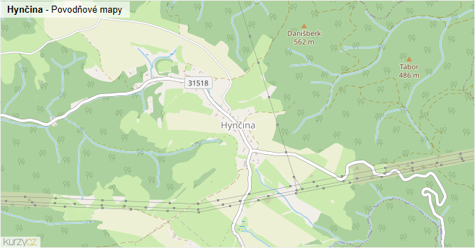 Hynčina - záplavové mapy stoleté vody