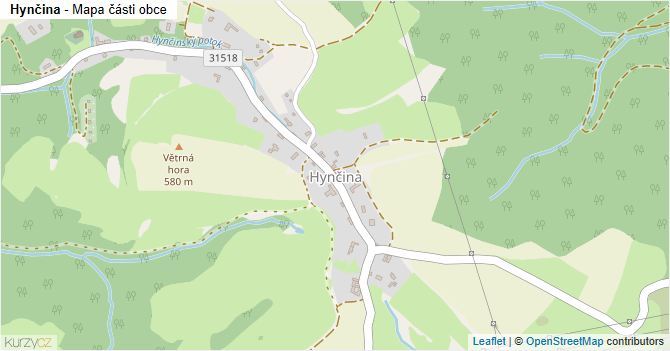 Hynčina - mapa části obce