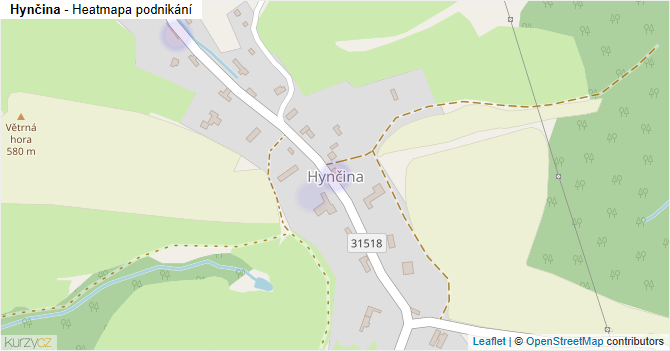 Hynčina - mapa podnikání
