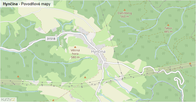 Hynčina - záplavové mapy stoleté vody