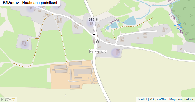 Křižanov - mapa podnikání